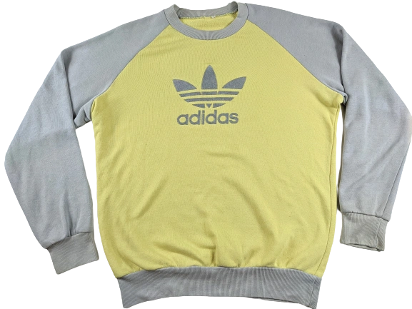 UK L true vintage Adidas sweatshirt yellow grey 1986