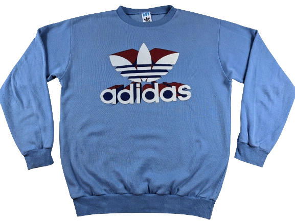 UK M true vintage Adidas sweatshirt light blue logo