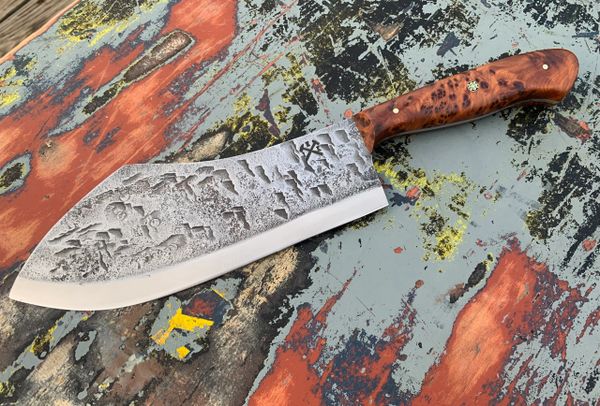 10 hand forged Damascus steel meat Cleaver, Walnut wood scale