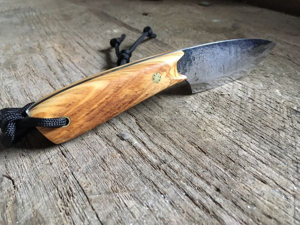 Olive Wood Knife Scales, Indy Hammered Knives