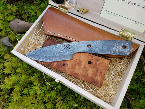 Hand-Forged Damascus Skinning Knife from Indy Hammered Knives