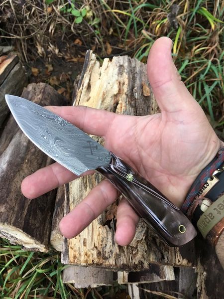 Hand-Forged Damascus Skinning Knife from Indy Hammered Knives