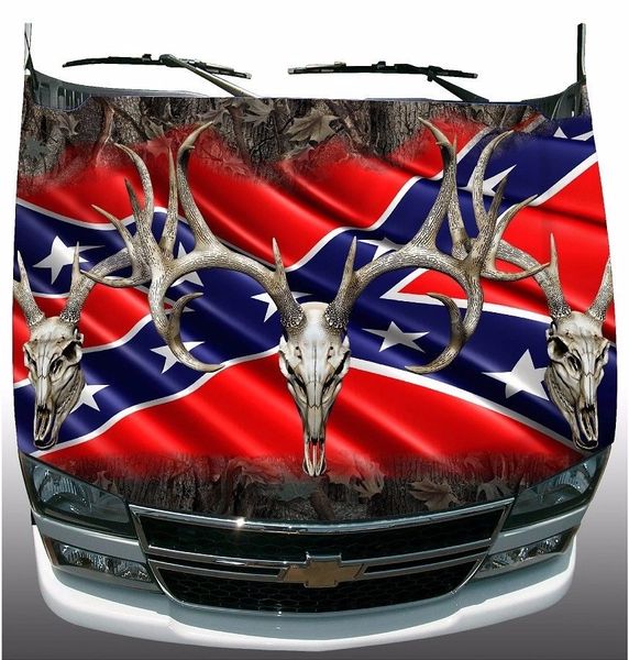 Rebel Flag Deer Buck Skull Hunting Camouflage Car Truck 