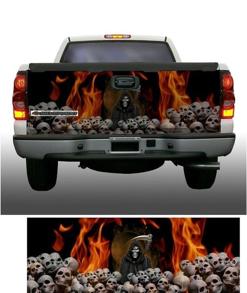 Flame Skulls Grim Reaper Truck Tailgate Wrap Rapid Grafiks And Signs 0044