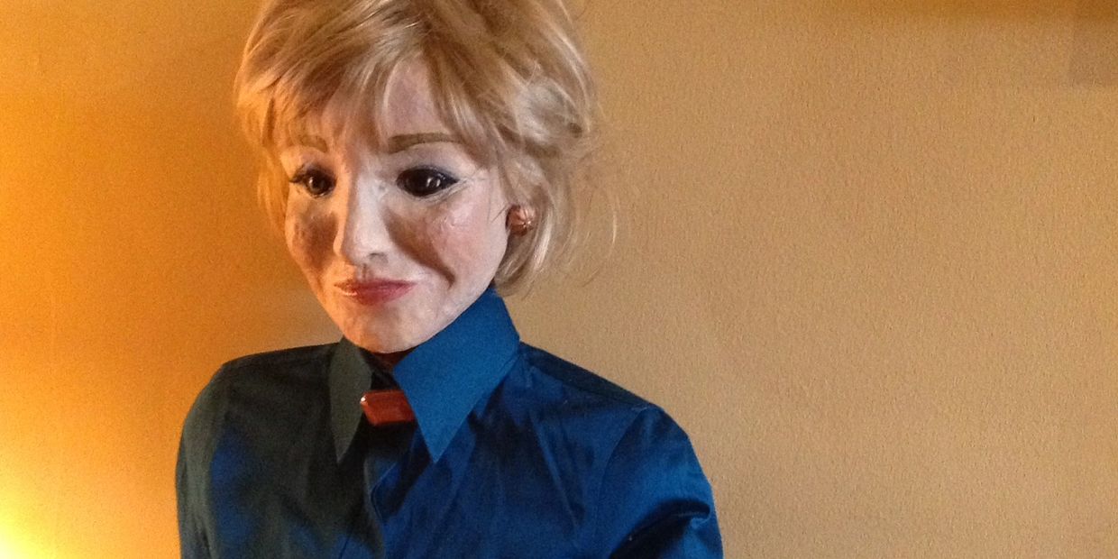 "Barbara Walters" puppet commissioned by Letter of Marque theater company, 2014