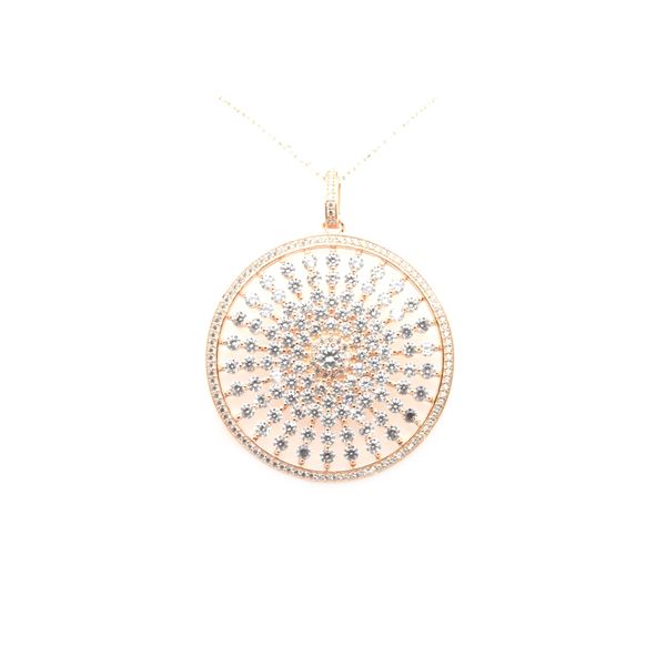 925 SILVER SUN CZ PENDANT IN ROSE GOLD PLATING ,33153-RO