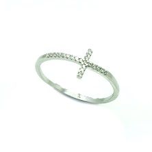 925 STERLING SILVER WHITE CZ CROSS THIN ETERNITY BAND RING, 11CZ99-WH