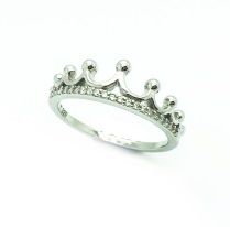 925 sterling silver micro white cz crown band ring-11cz103-wh