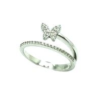 925 STERLING SILVER BUTTERFLY THIN RING WITH WHITE CZ, 11CZ107-WH