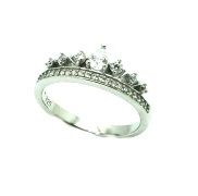 925 sterling silver micro white cz crown band ring-11cz109-wh