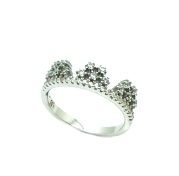 925 sterling silver micro white cz crown band ring-11cz116-wh