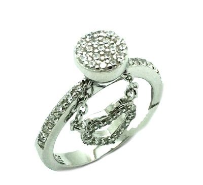 925 STERLING SILVER DANGLING HEART RING, 11CZ117-WH