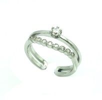 925 STERLING SILVER ADJUSTABLE SOLITAIRE AND BAND RING, 11CZ120-WH