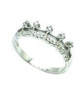 925 sterling silver micro white cz crown band ring-11cz132-wh