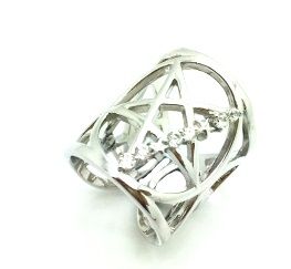 925 SILVER JEWISH STAR ADJUSTABLE KNUCKLE RING , 11CZ133-WH