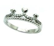 925 sterling silver micro white cz crown band ring-11cz134-wh
