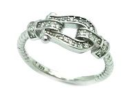 925 SILVER BUCKLE TRENDY CZ RING , 11CZ135-WH