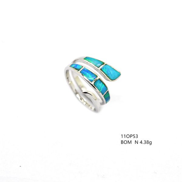 925 ST,SILVER LAB BLUE OPAL RING SNAKE BAND RING,11OP53-K5