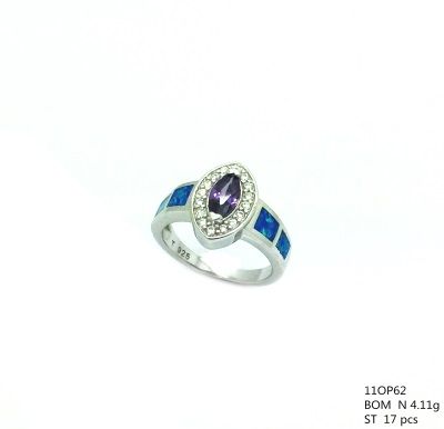 925 ST,SILVER LAB BLUE OPAL RING MARQUISE AMETHYST CZ RING-11OP62-AMTH