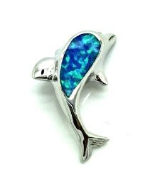 925 SILVER LAB INLAID OPAL DOLPHIN PENDANT- 33OP40-K5