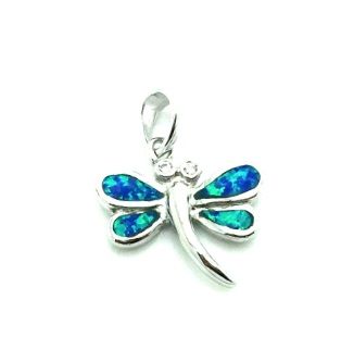925 SILVER LAB INLAID OPAL SMALL DRAGONFLY PENDANT- 33OP113-K5