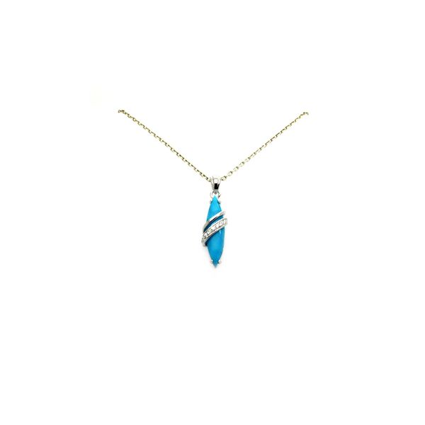925 STERLING SILVER CONE SHAPE TURQUOISE PENDANT-33049-TQ