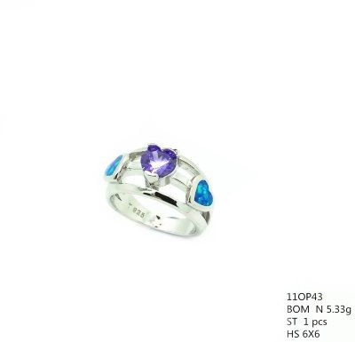 925 STERLING SILVER INLAID BLUE OPAL RING HEART SHAPE-11OP43-K5