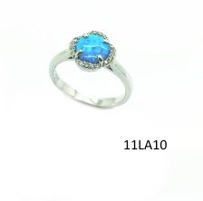 925 STERLING SILVER MICROPAVE BLUE FLOWER RING-11LA10-K6