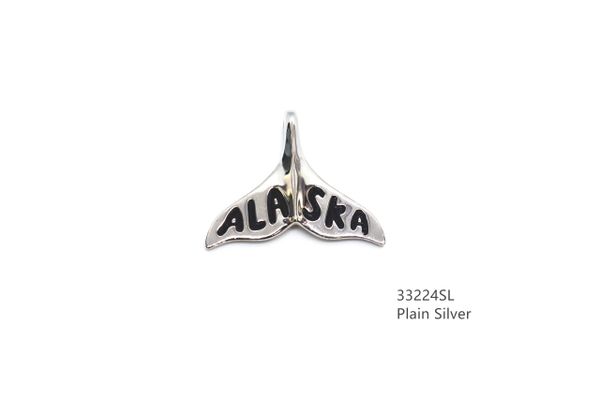 925 STERLING SILVER #ALASKA WHALE TAIL PLAIN SILVER PENDANT- 33224