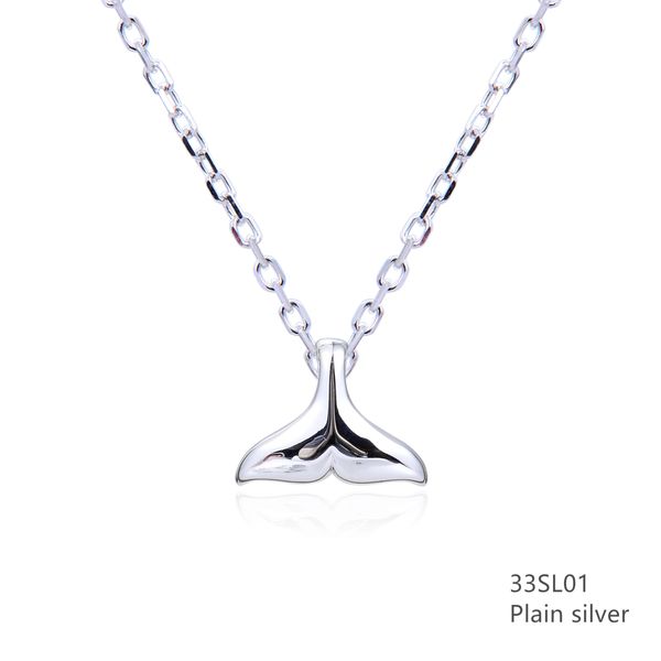 925 STERLING SILVER PLAIN WHALE TAIL PENDANT 33SL01 FINE GOLD