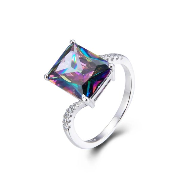 925 Sterling Silver,Mystic,Square Ring,11270ST