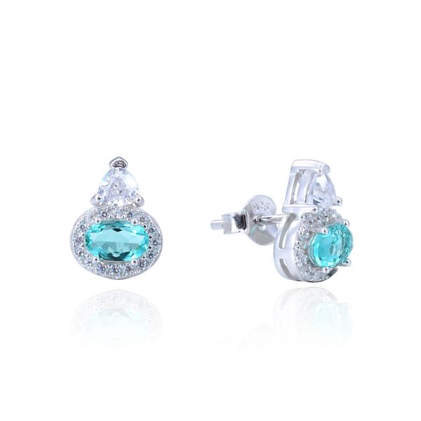 925 Sterling Silver,Paraiba,Color Change,Oval Ear Ring,22ST14