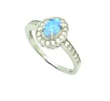 11OP123 Silver lab opal cz ring