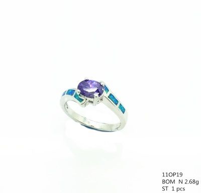 11OP19 STERLING SILVER INLAID OPAL RING