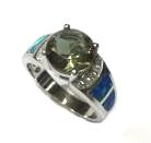 925 SILVER SIMULATED INLAID OPAL RING WITH MYSTIC STONE- 11200-K5-MY