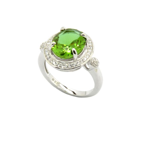 925 SILVER COLOR CHANGING STONE- GREEN SULTNITE OVAL STONE RING-11104-204