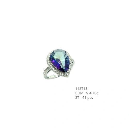 925 SILVER CZ MYSTIC TOPAZ DROP RING-11ST13-MY