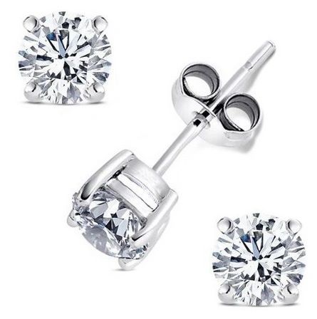 925 SILVER 5MM ROUND WHITE CZ STUD EARRINGS CASTING- 22CZ22-WH-5mm