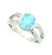 925 SILVER SIMULATED OPAL X RING- 11OP26-K6