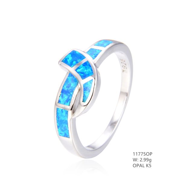 925 SILVER SIMULATED BLUE INLAID OPAL MOON RING -11775-K5-BY TULU CO