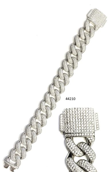 925 STERLING SILVER 18MM LADY AND MEN CZ BRACELET 7,8,9 INCH LONG SPECIAL SAFTY LUCK -44210-8
