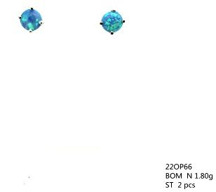 925 STERLING SILVER SOLITAIRE SINGLE STONE SIMULATED BLUE OPAL STUD EARRINGS -22OP66-K5