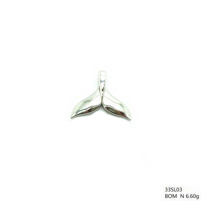 925 Sterling Silver High Polished Fancy Whale Tail Pendant - 33sl03