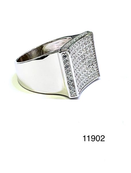 925 STERLING SILVER PAVE SETTING SQUARE MAN CZ RING,11902-WH