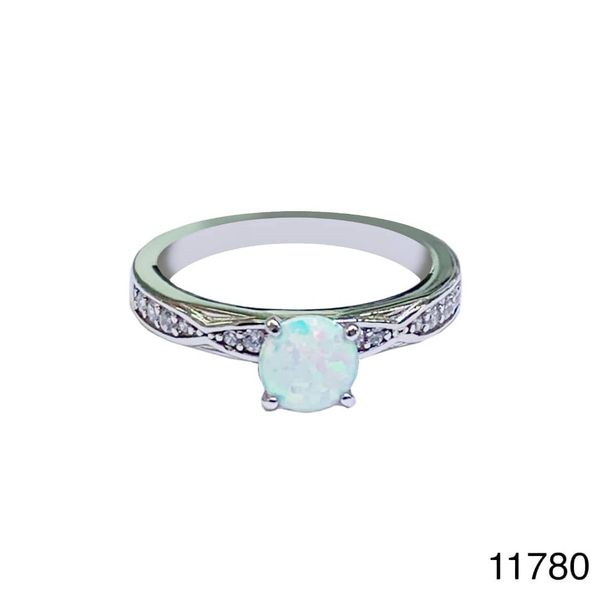 925 Sterling Silver Simulated white Opal Solider Rings- 11780-k17