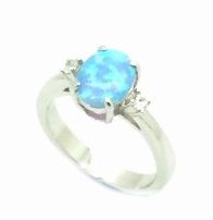 11op28 Sterling Silver oval Opal RING stone Solitaire micro setting ring
