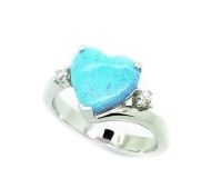 11op29 Sterling Silver Heart shape Opal RING stone Solitaire micro setting ring