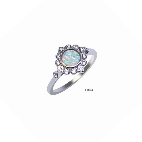 925 Sterling Silver Simulated Opal ring vintage style -11853-k5
