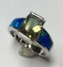 925 Sterling Silver Simulated Blue Opal ring Square color cs stone - 11196-k5-amt