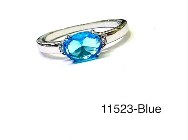 925 Sterling Silver Simulated BLUE TOPAZ oval solitaire ring , 11523-BLUE-38